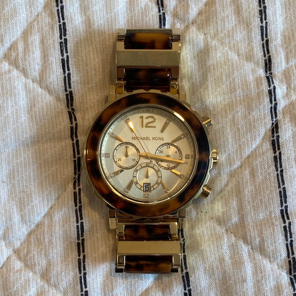 Michael Kors Gold and Brown Tortoise Watch